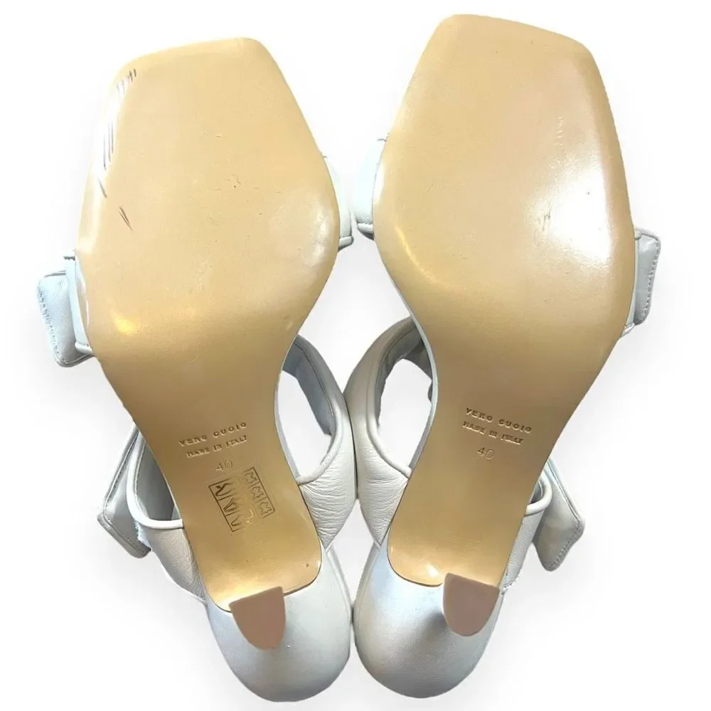 GIA BORGHINI 85mm Leather High Heel Sandals Steel Grey White Women's Size 40 - Picture 9 of 9